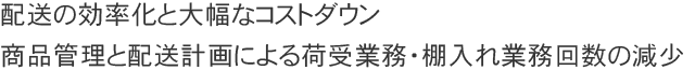 配送の効率化と大幅なコストダウン　商品管理と配送計画による荷受業務・棚入れ業務回数の減少